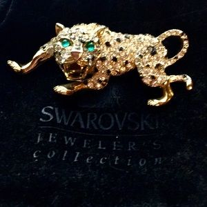 Swarovski Crystal Leopard Brooch